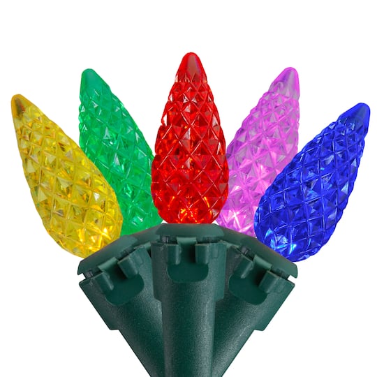 200 Count Multi-Color LED Faceted C6 Christmas Lights - Green Wire By Northlight | Michaels®